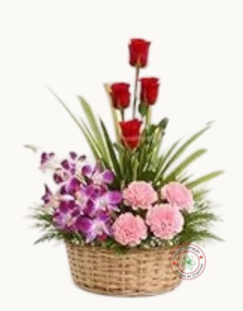 Basket of Mix Color and Mix Flower. creates a visually striking display