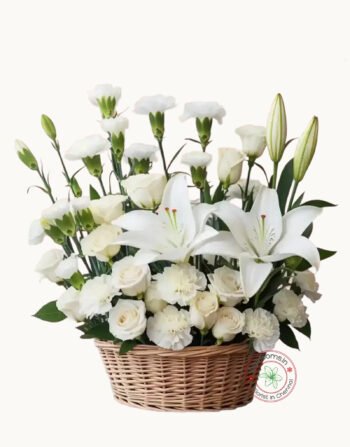 White Floral Basket Arrangement
