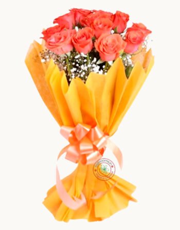 12 Orange Roses Bouquet