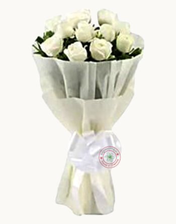 12 White Roses Bunch